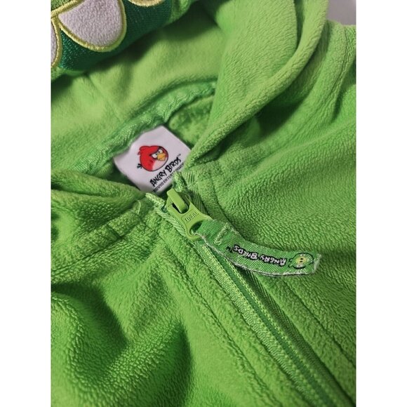 Green Angry Birds Pig Unisex Hooded Fleece Pajama One Piece Size 10 Youth - Picture 5 of 5